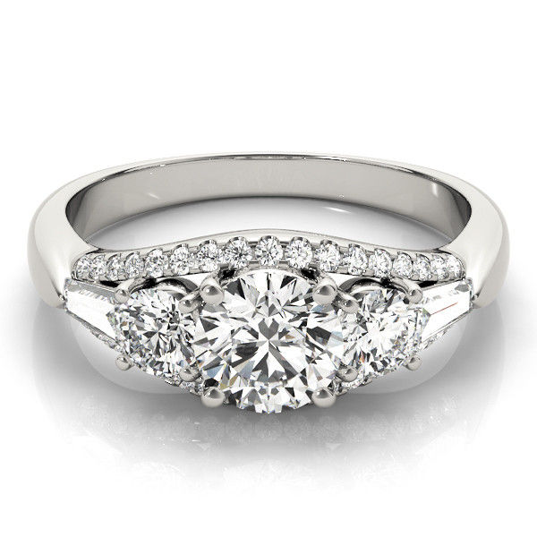 Thumbnail: 14KT Gold Three Stone Diamond Engagement Ring