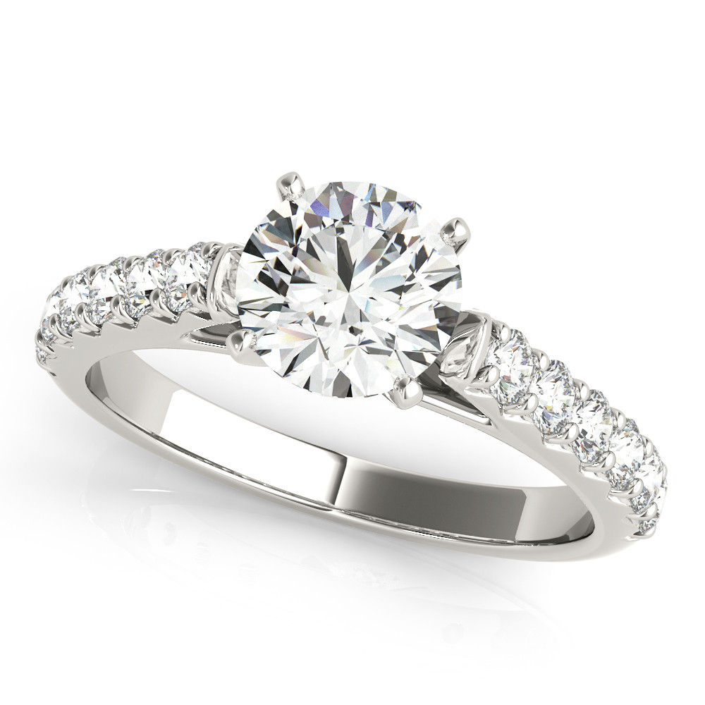 14kt Gold Single Row Diamond Engagement Ring.