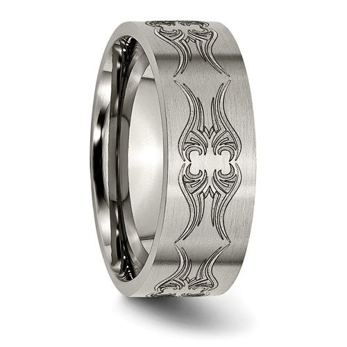Thumbnail: Titanium Brushed Laser Design 8mm Flat Band