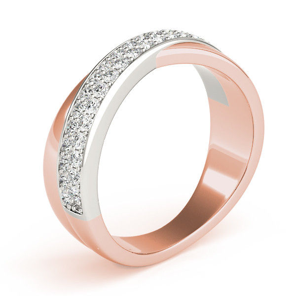 Thumbnail: 14kt Gold Diamond Ladies Twist Design Wedding Band