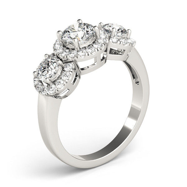 Thumbnail: 14KT Gold Three Stone Diamond Engagement Ring