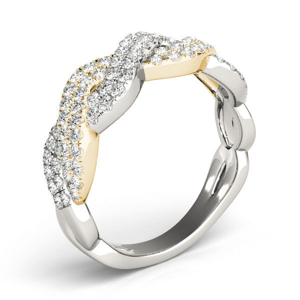 Thumbnail: 14kt Gold Diamond Ladies Twist Design Wedding Band