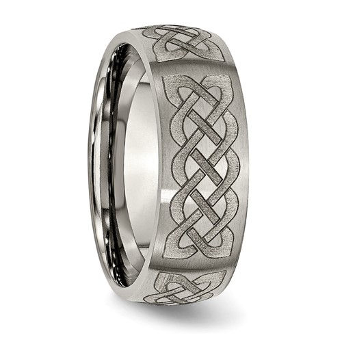 Thumbnail: Chisel Titanium Brushed Celtic Laser Design 8mm Band