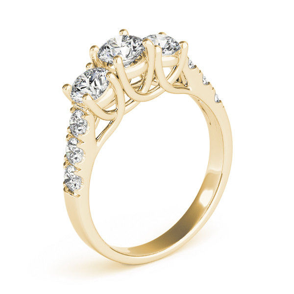Thumbnail: 14KT Gold Three Stone Diamond Engagement Ring
