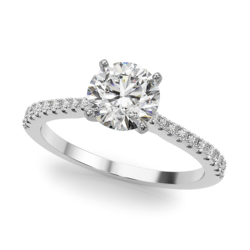 14kt Gold Single Row Diamond Engagement Ring.