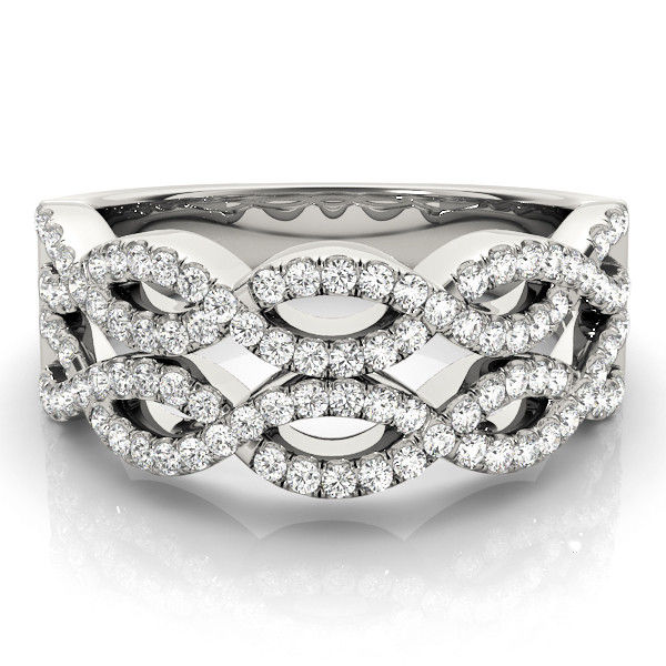 Thumbnail: 14kt Gold Diamond Ladies Twist Design Wedding Band