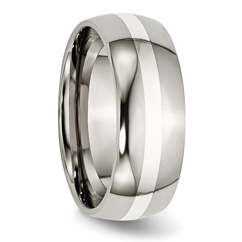 Thumbnail: Chisel Titanium Polished with Sterling Silver Inlay 8mm Band