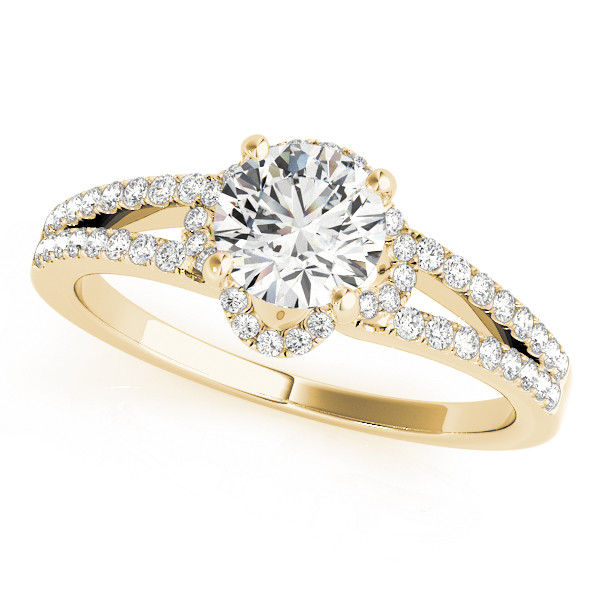 Thumbnail: 14kt Gold Halo Diamond Engagement Ring.