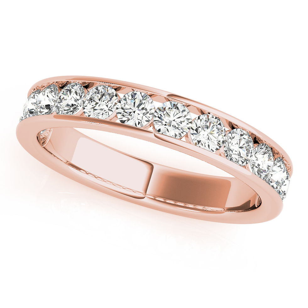 Thumbnail: 14kt Gold Diamond Ladies Channel Set Design Wedding Band