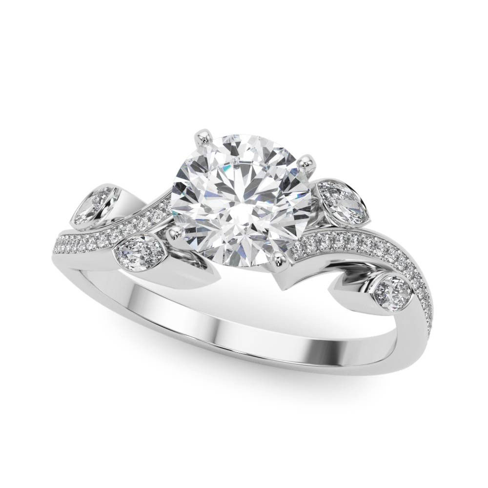 14kt Gold Single Row Diamond Engagement Ring.