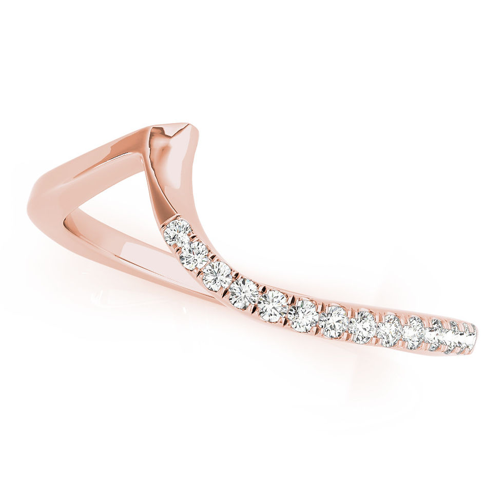 Thumbnail: 14kt Gold Diamond Ladies Curved Wedding