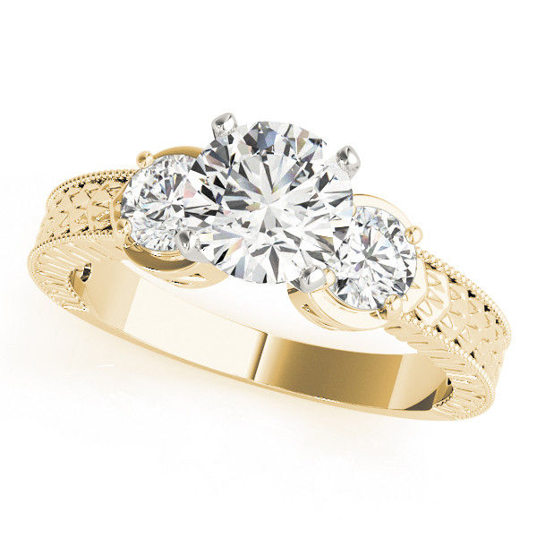 Thumbnail: 14KT Gold Three Stone Diamond Engagement Ring