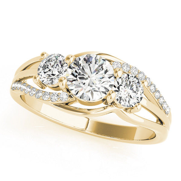 Thumbnail: 14KT Gold Three Stone Diamond Engagement Ring