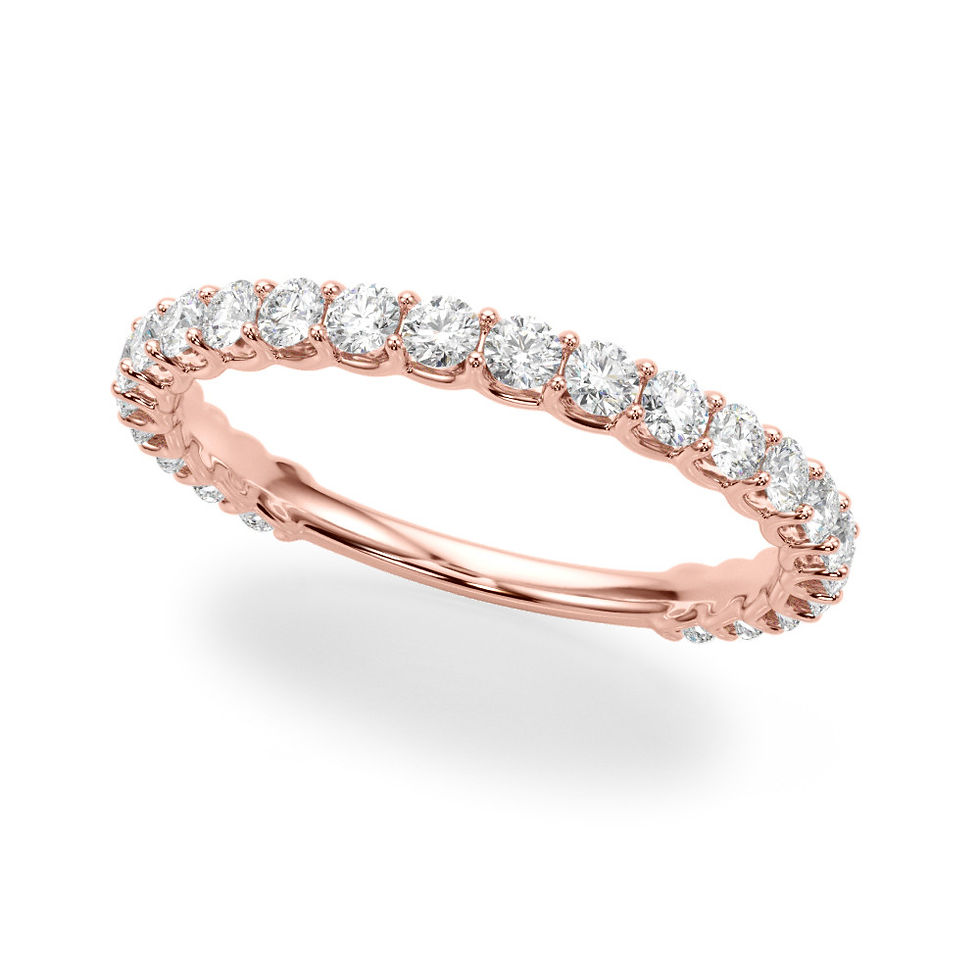 Thumbnail: 14kt Gold Diamond Ladies Prong Set Design Wedding Ban