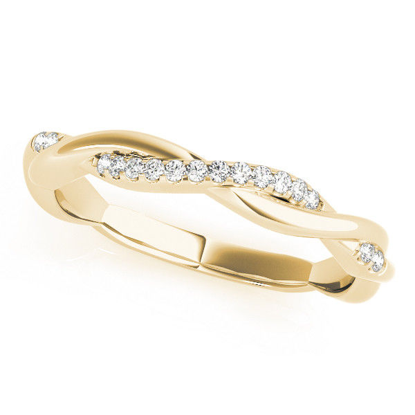 Thumbnail: 14kt Gold Diamond Ladies Twist Design Wedding Band