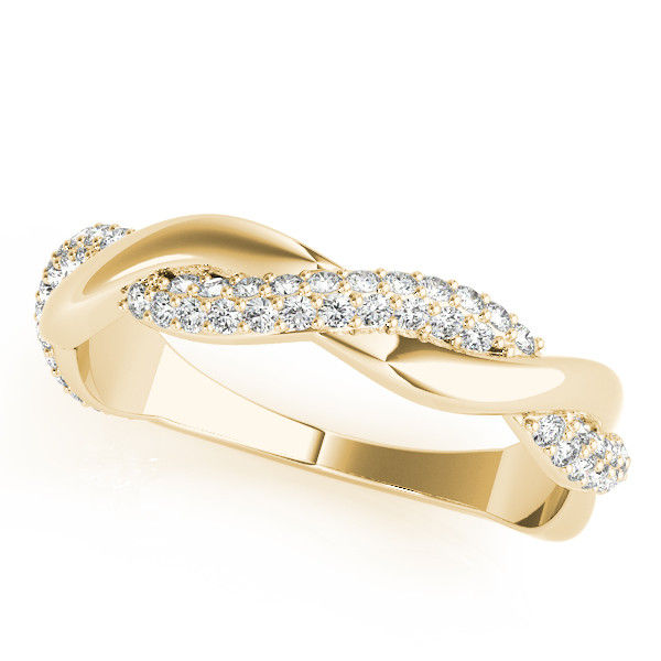 Thumbnail: 14kt Gold Diamond Ladies Twist Design Wedding Band