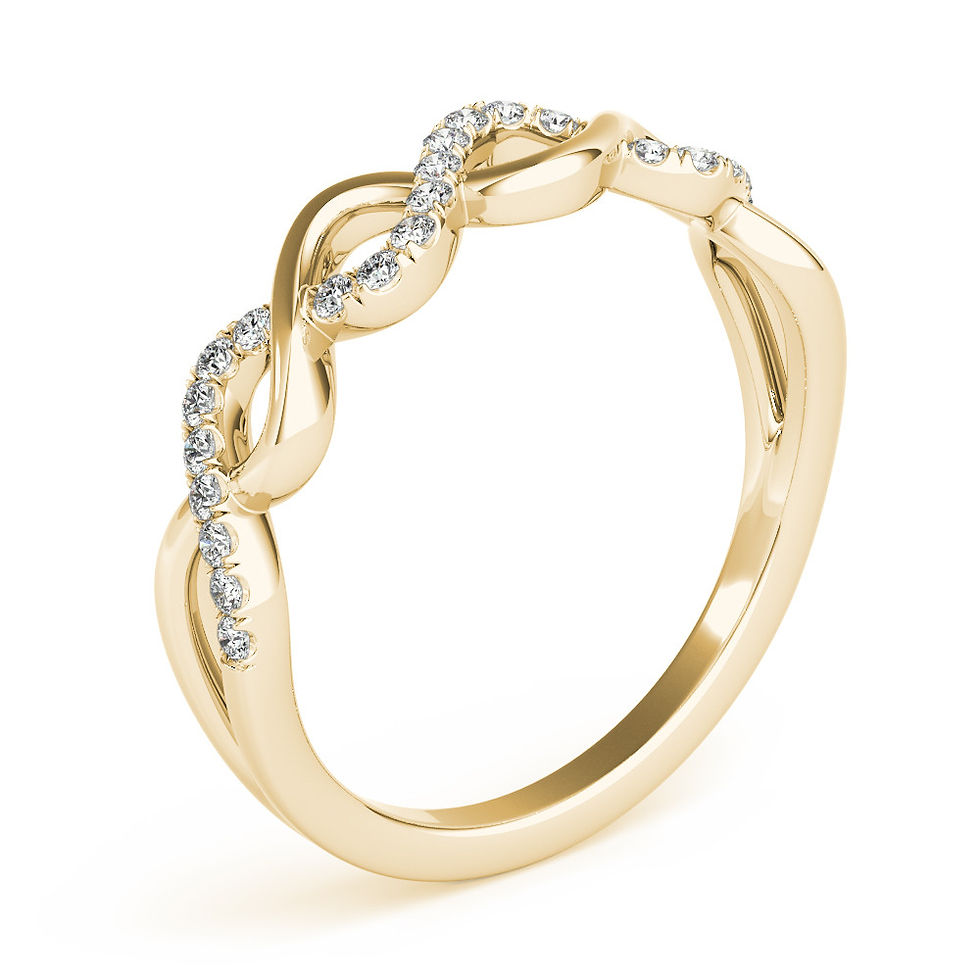 Thumbnail: 14kt Gold Diamond Ladies Twist Design Wedding Band