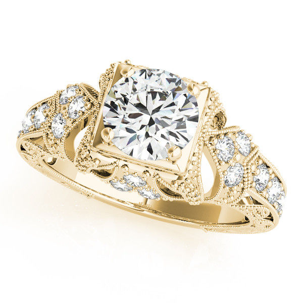 Thumbnail: 14kt Gold Art Deco Vintage Style Diamond Engagement Ring.