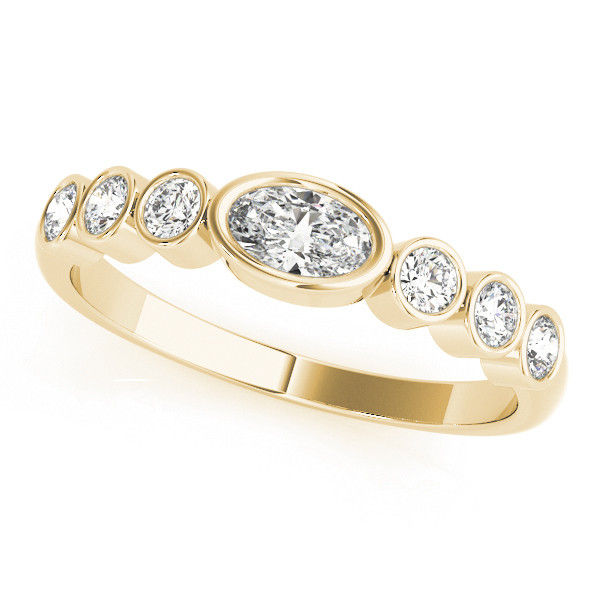 Thumbnail: 14kt Gold Diamond Ladies Bezel Set Design Wedding Band