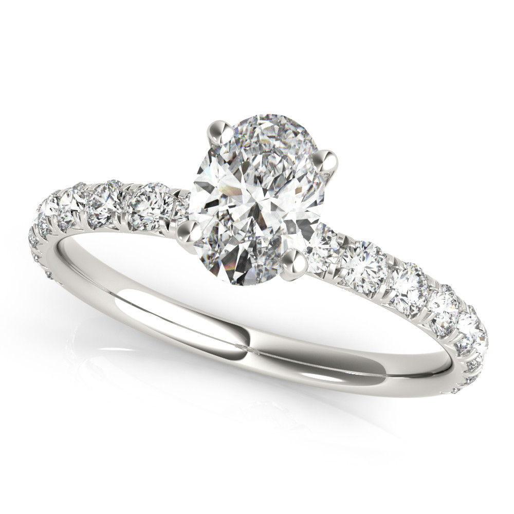14kt Gold Single Row Diamond Engagement Ring.
