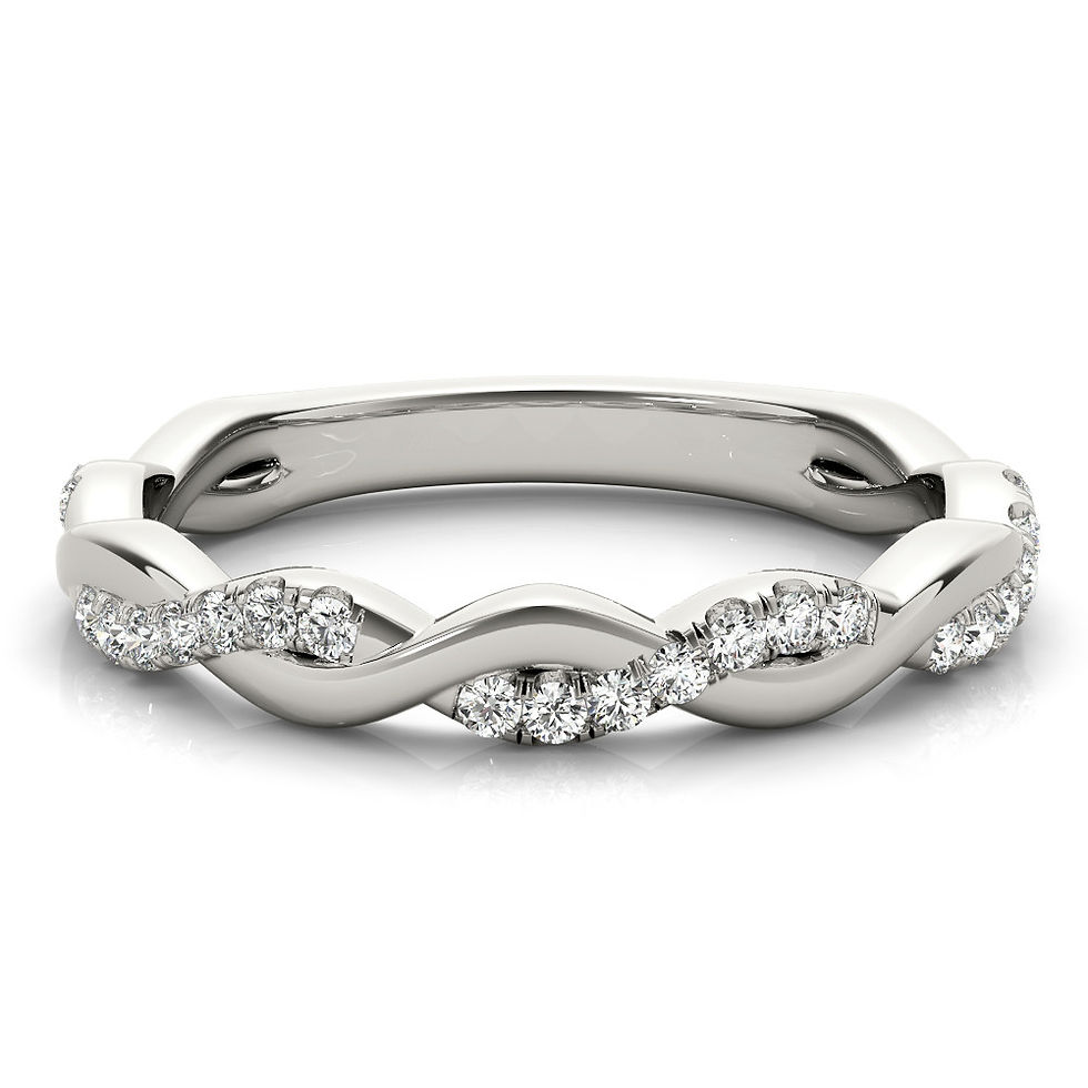Thumbnail: 14kt Gold Diamond Ladies Twist Design Wedding Band