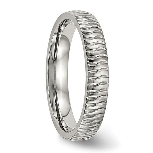 Thumbnail: Chisel Stainless Steel Polished and Textured 4mm Band