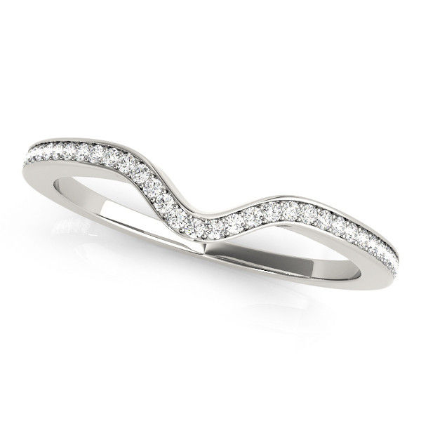 14kt Gold Diamond Ladies Curved Wedding