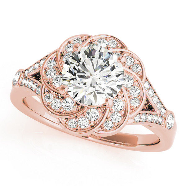 Thumbnail: 14kt Gold Halo Diamond Engagement Ring.
