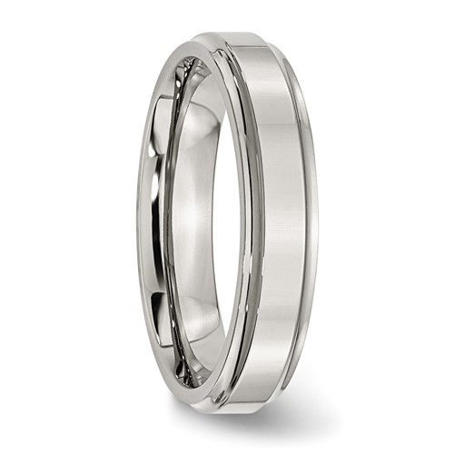 Thumbnail: Chisel Stainless Steel Polished 5mm Ridged Edge Band