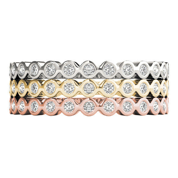 Thumbnail: 14kt Gold Diamond Ladies Bezel Set Design Wedding Band