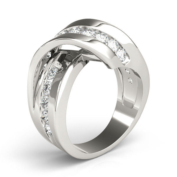 Thumbnail: 14kt Gold Diamond Ladies Twist Design Wedding Band
