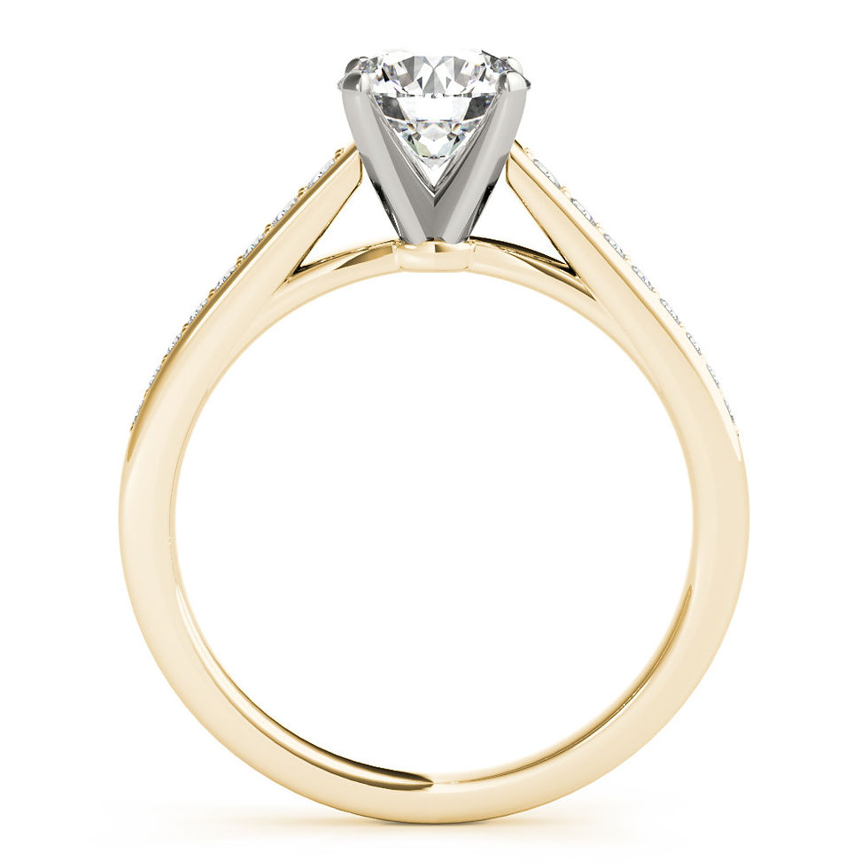 Thumbnail: 14kt Gold Single Row Diamond Engagement Ring.