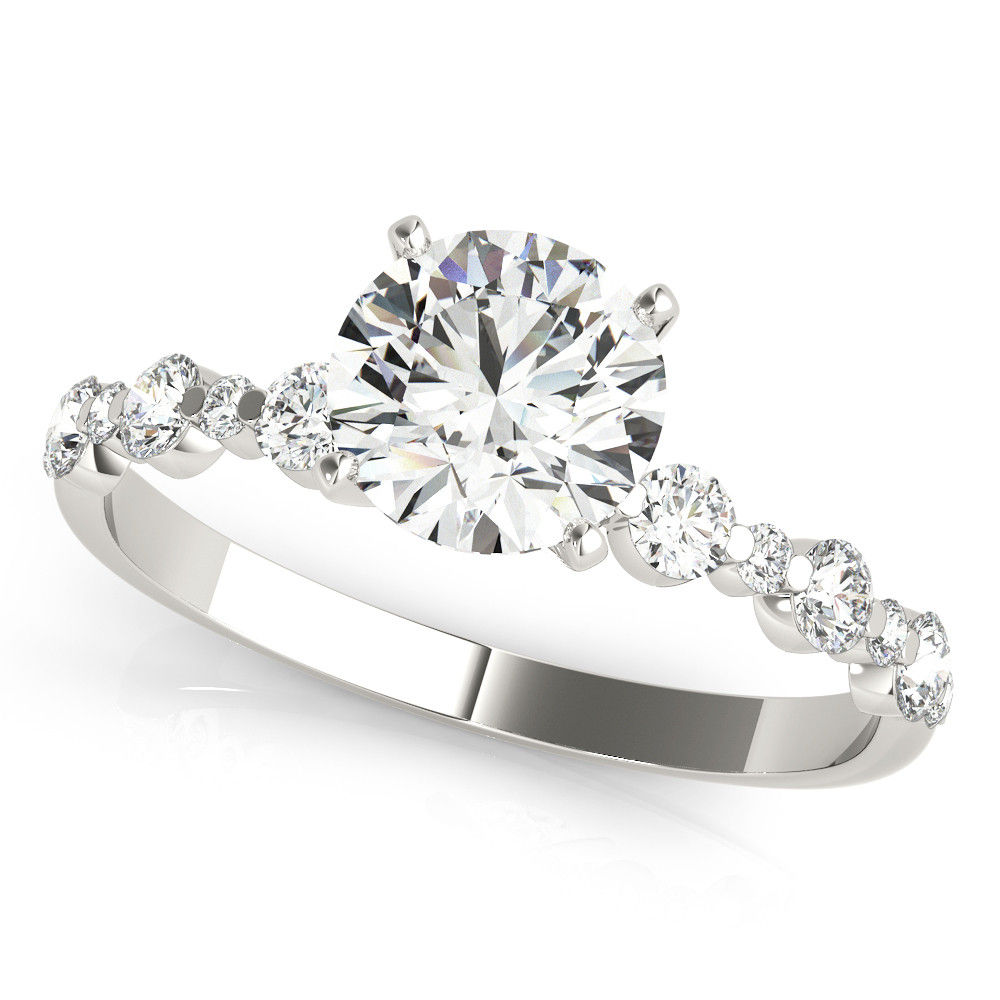 14kt Gold Single Row Diamond Engagement Ring.