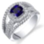 Thumbnail: 14kt Gold Blue Sapphire ColorStone and  Diamond Ring.