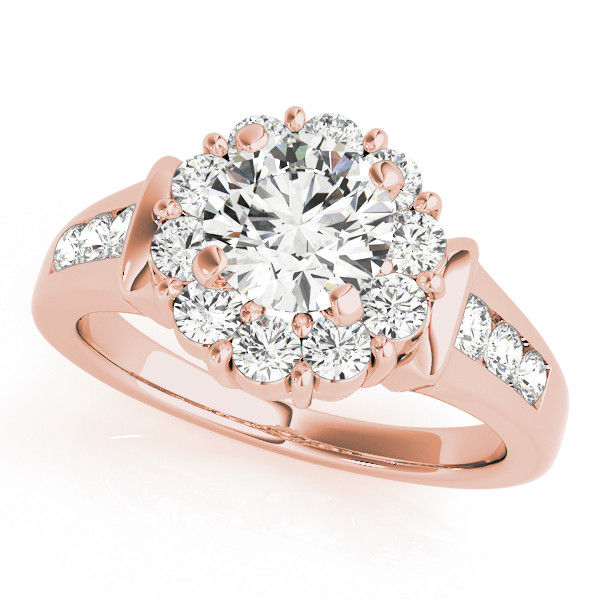 Thumbnail: 14kt Gold Halo Diamond Engagement Ring.