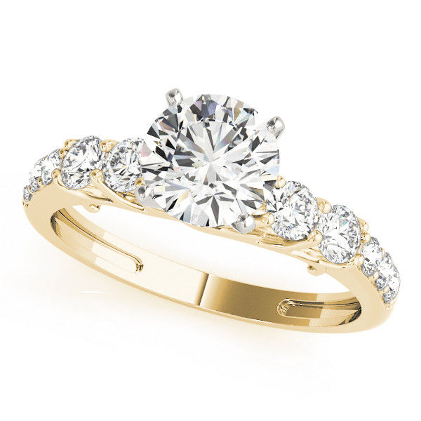 Thumbnail: 14kt Gold Single Row Diamond Engagement Ring.