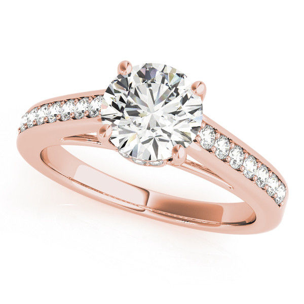 Thumbnail: 14kt Gold Single Row Diamond Engagement Ring.