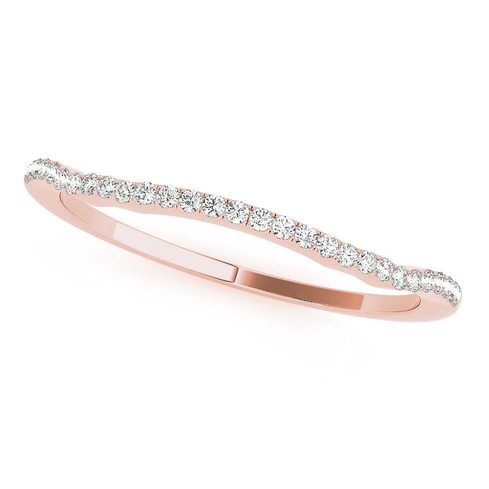 Thumbnail: 14kt Gold Diamond Ladies Curved Wedding