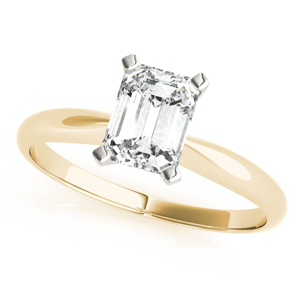 Thumbnail: 14kt Gold Emerald Cut Solitaire Engagement Ring