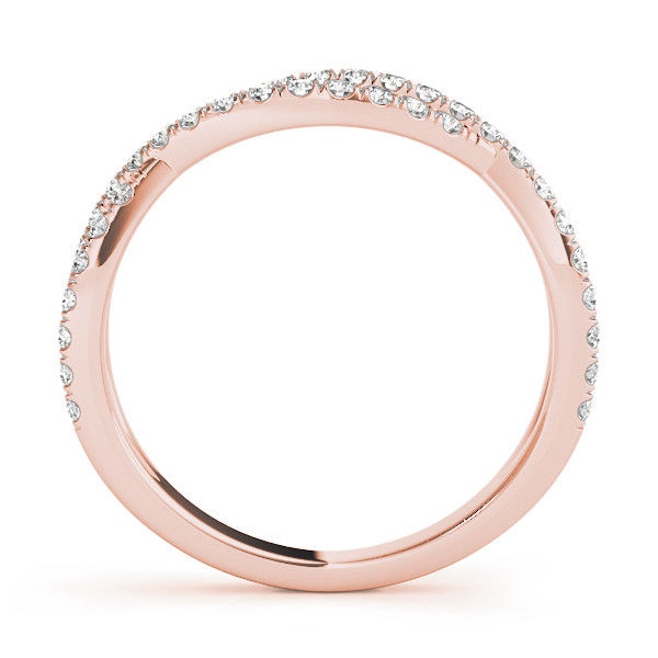 Thumbnail: 14kt Gold Diamond Ladies Twist Design Wedding Band