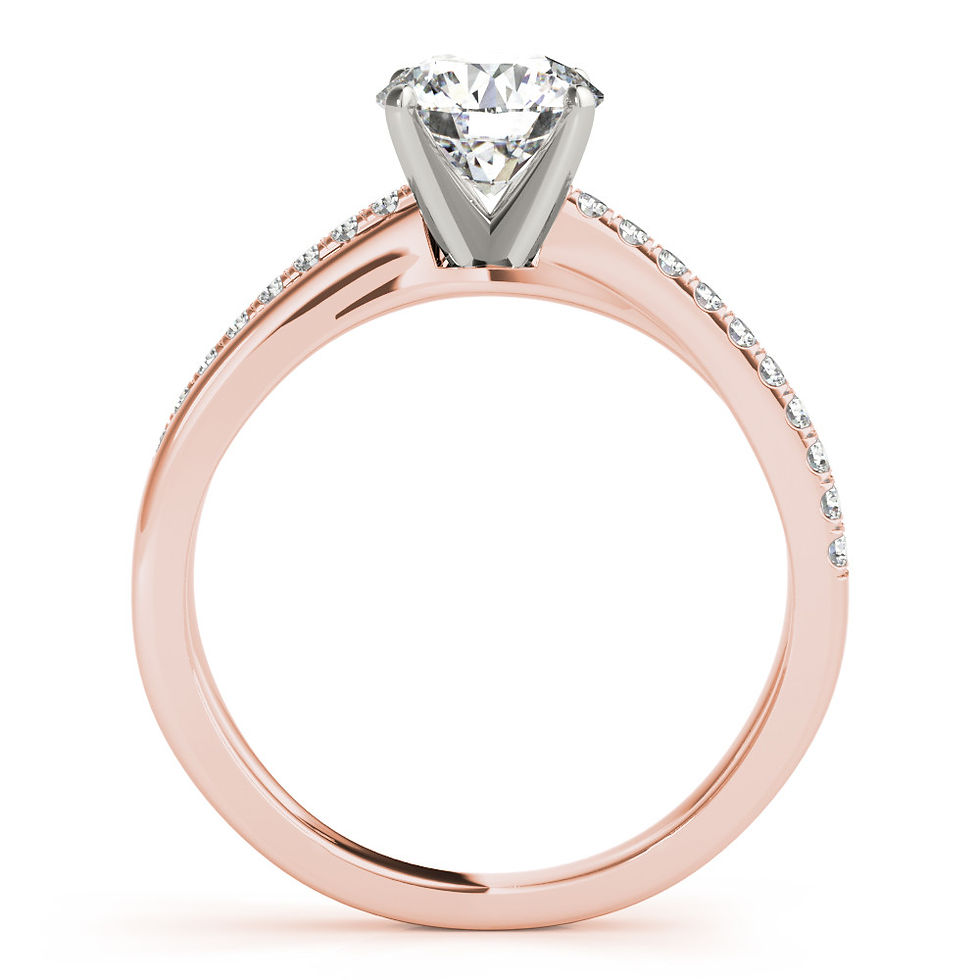 Thumbnail: 14kt Gold Single Row Diamond Engagement Ring.
