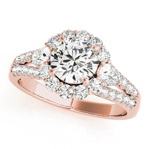 Thumbnail: 14kt Gold Halo Diamond Engagement Ring.