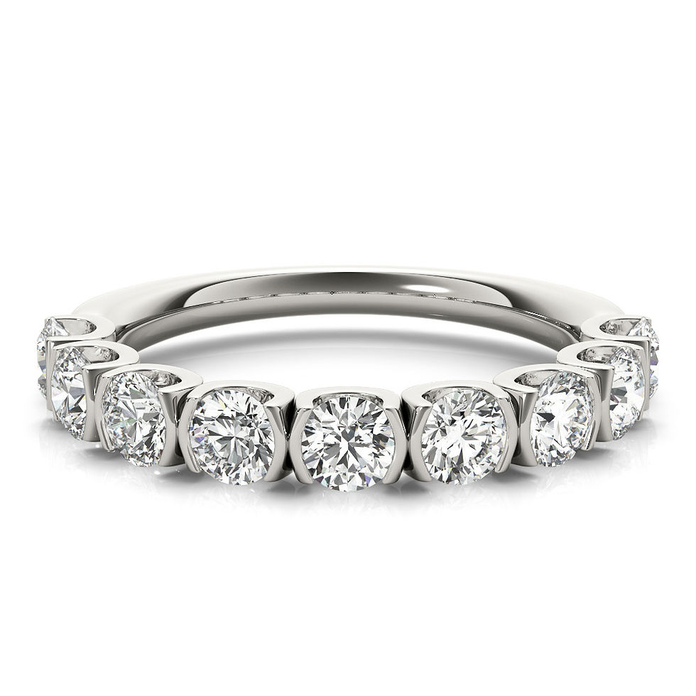 Thumbnail: 14kt Gold Diamond Ladies Bezel Set Design Wedding Band