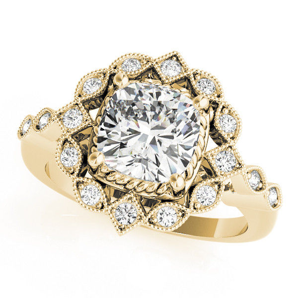 Thumbnail: 14kt Gold Halo Diamond Engagement Ring.