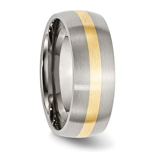 Thumbnail: Chisel Stainless Steel with 14k Gold Inlay Brushed 8mm Band