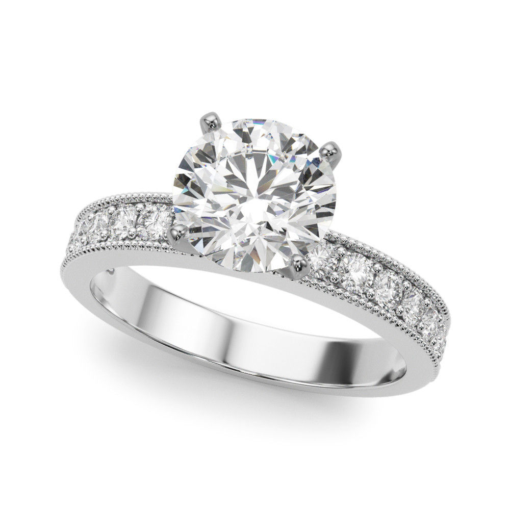 14kt Gold Single Row Diamond Engagement Ring.