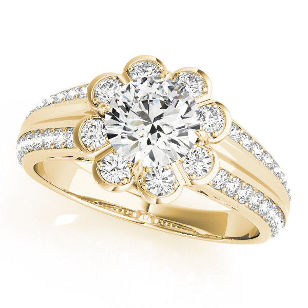 Thumbnail: 14kt Gold Halo Diamond Engagement Ring.