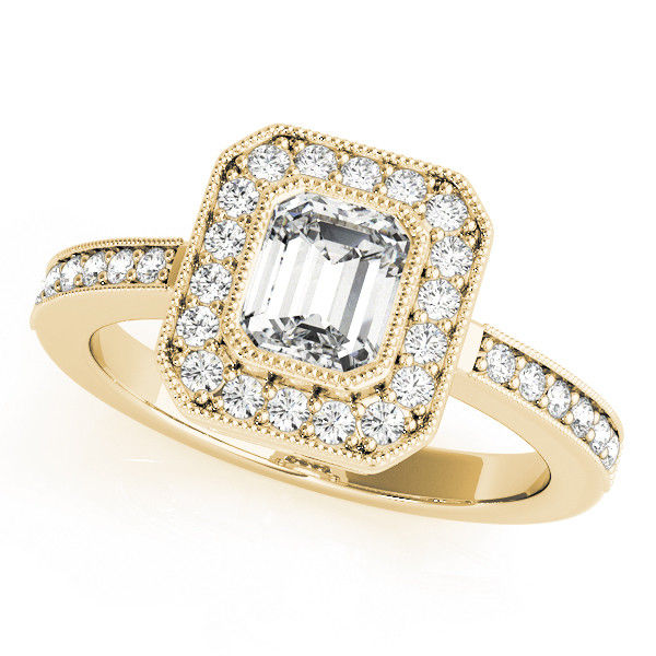 Thumbnail: 14kt Gold Halo Diamond Engagement Ring.