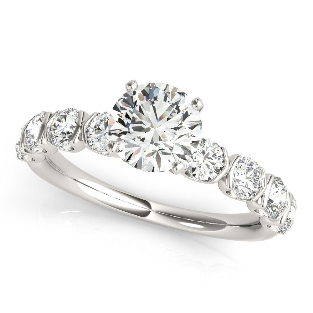 14kt Gold Single Row Diamond Engagement Ring.
