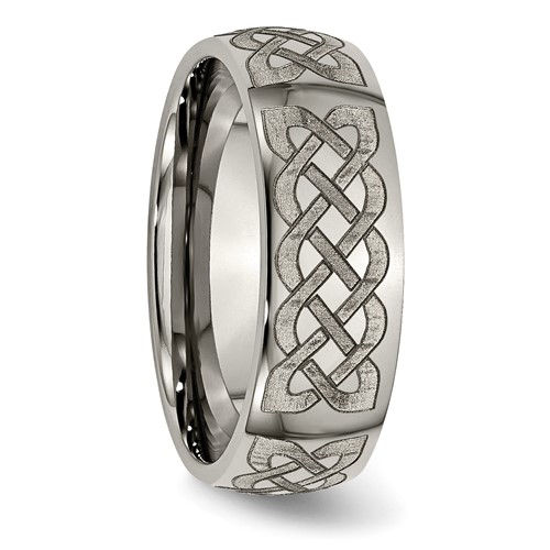 Thumbnail: Chisel Titanium Polished Celtic Laser Design 8mm Band